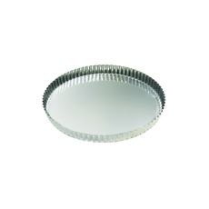 Tin Plate Round Fluted Tart Mold with Fixed Bottom, 7.87 inch Dia x 0.98 inch Height Cavity