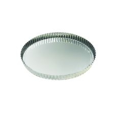 Tin Plate Round Fluted Tart Mold with Fixed Bottom, 7.9 inch Dia x 1 inch Height Cavity