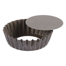 Non Stick Round Fluted Cake Mold with Removable Bottom, 3.1 inch Dia x 1.2 inch Height Cavity