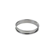 Stainless Steel Deep Tart Ring with Rolled Edges, 6.7 inch Diameter