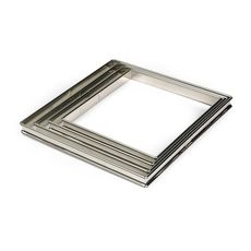 Stainless Steel Square Tart Ring with Rolled Edges, 20 x 20 x 2 centimeter