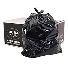 DuraPlus® Can Liner, Regular, Black, 22" x 24", HDPE, 1000/Case, Made In Canada
