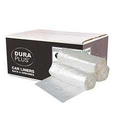 DuraPlus® Can Liner, Regular, Transparent, 24” x 22”, LLDPE, 500/Case, Made In Canada