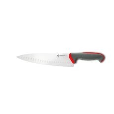 Tecna Red Chef Knife with Granton Edge and Semi Polished Blade Finishing, 9.5 inch