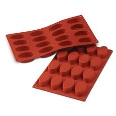 SiliconFlex Alimentary Silicone 16 Cavities Oval Mold, 2.17 inch Length x 1.3 inch Width x 0.78 inch Height