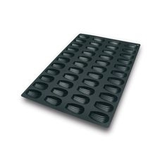 Black Silicone 44 Cavities Madeleine Mold, 24 x 16 x 1.5 inch