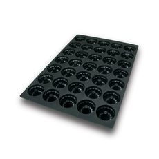Black Silicone 35 Cavities Mid Gugelhopf Mold, 24 x 16 x 2 inch