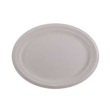 White Oval Molded Fiber Plate, 12.5 inch x 10 inch