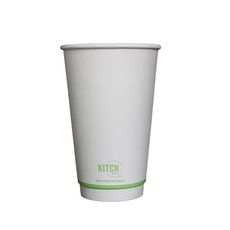 White Compostable Smooth Insulated Paper Hot Cup, 16 Ounce