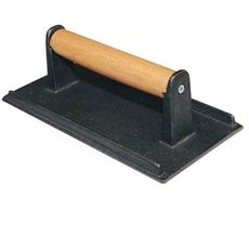 SWA-2 2 Pound Cast Iron Steak Weight with Wood Handle, 4 1/4 x 8 1/4 inch