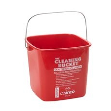 PPL-6R Polypropylene Red Sanitizing Solution Cleaning Bucket, 6 Quart Capacity