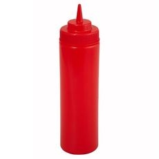 PSW-12R Plastic Red Wide-Mouth Squeeze Bottle, 12 Ounce Capacity