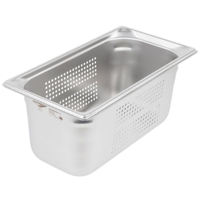 90363 Super Pan 3 Stainless Steel Third Size Perforated Steam Table Pan, 6 in Deep