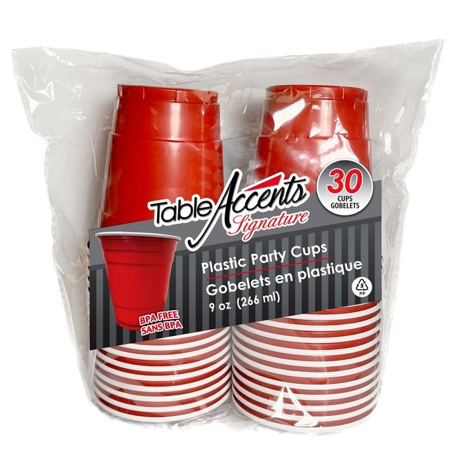 Signature Easy Grip 9 oz Red with White Interior Plastic Cup
