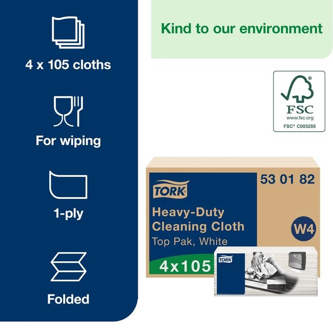 W4 White Heavy-Duty Cleaning Cloth