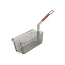 Rectangular Wire Fry Basket with Red Plastic Handle, 13.6 x 6.75 x 5.3 inch