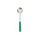 Stainless Steel One-Piece Perforated Portioner with Green Handle, 4 Ounce Capacity