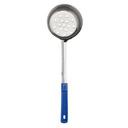Stainless Steel One-Piece Perforated Portioner with Blue Handle, 8 Ounce Capacity