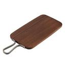 Acacia Wood Rectangle Serving Board with Stainless Steel Handle, 15 x 8.5 inch