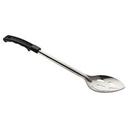 Conventional Stainless Steel Slotted Serving Spoon with Black Plastic Handle, 15 inch