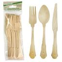 Birch Wood Reinforced Handle Elegant Assorted Cutlery, 12 count