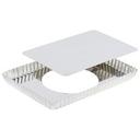 Tin Plate Rectangular Fluted Tart Mold with Removable Bottom, 10.8 inch Length x 7.7 inch W x 1 inch Height Cavity