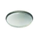 Tin Plate Round Fluted Tart Mold with Fixed Bottom, 9.1 inch Dia x 1 inch Height Cavity