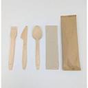 Natural Paper Wrapped Wooden Fork, Knife and Spoon Cutlery Kit with 2 Ply Napkin