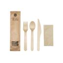 Wooden Cutlery Kit with Fork Knife Spoon and Napkin