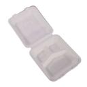 White Compostable 3-Compartment Molded Fiber Hinged Container