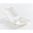 Compostable Bagasse Fibre 3-Compartment Hinged Clamshell Container