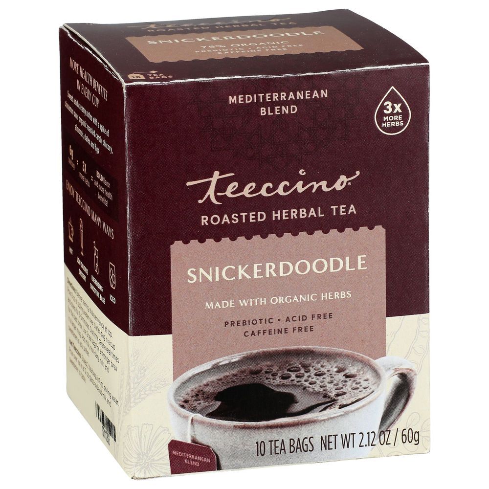 Teeccino Snickerdoodle Roasted Herbal Tea, 10 Count -- 6 Per Case