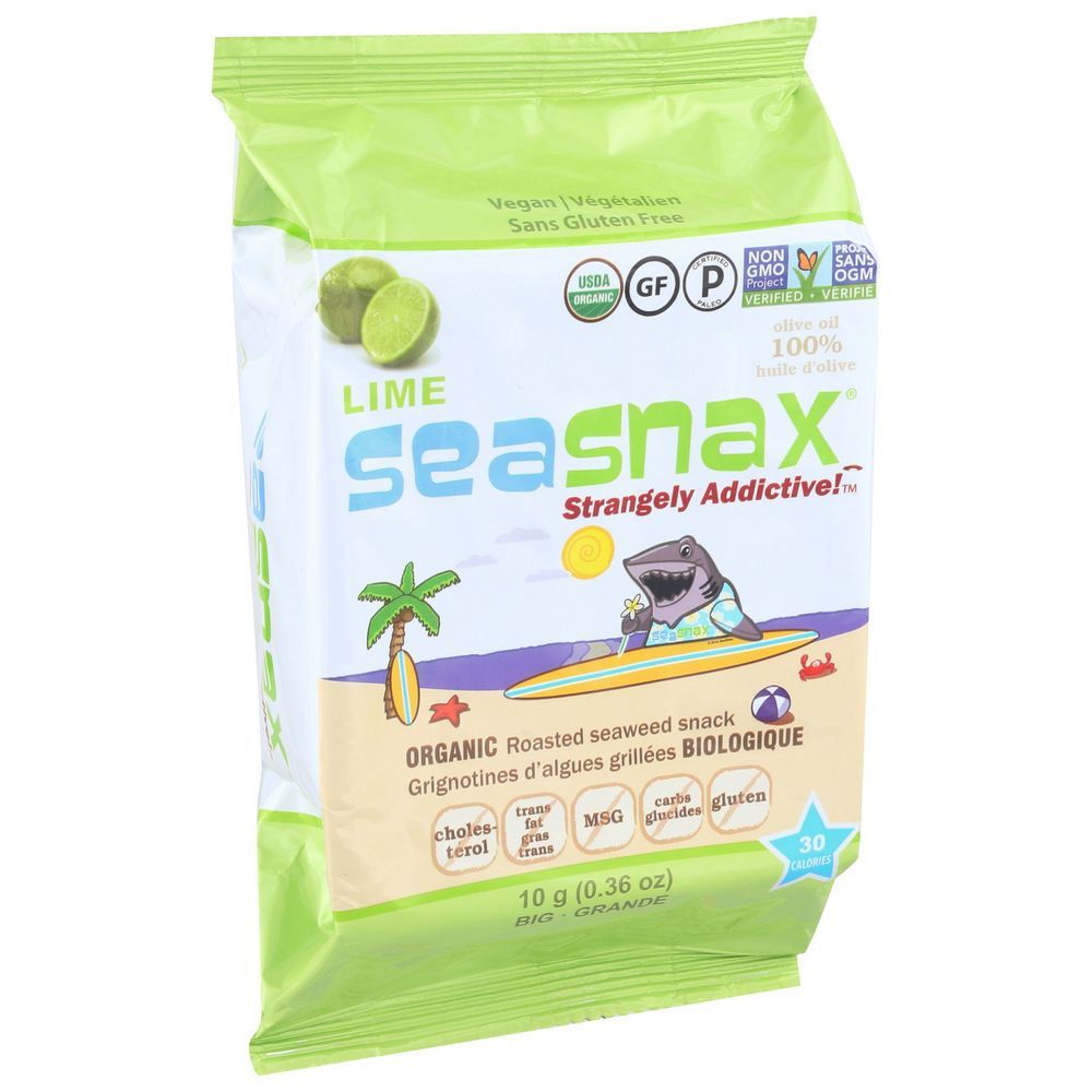 Seasnax Organic Lime Roasted Seaweed Snack, 0.36 Ounce -- 12 Per Case