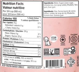 Righteous Dairy Free Strawberry Rhubarb Sorbetto, 16 Ounce -- 8 Per Case