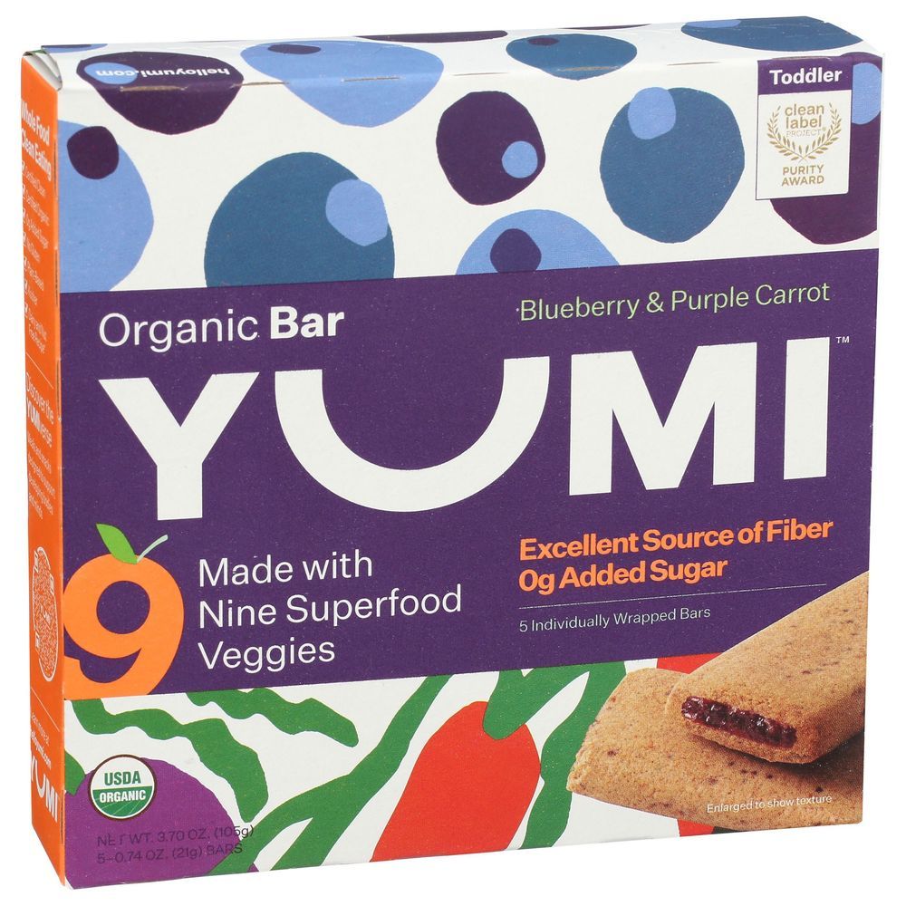 Yumi Organic Blueberry And Purple Carrot Bar, 3.7 Ounce -- 6 Per Case