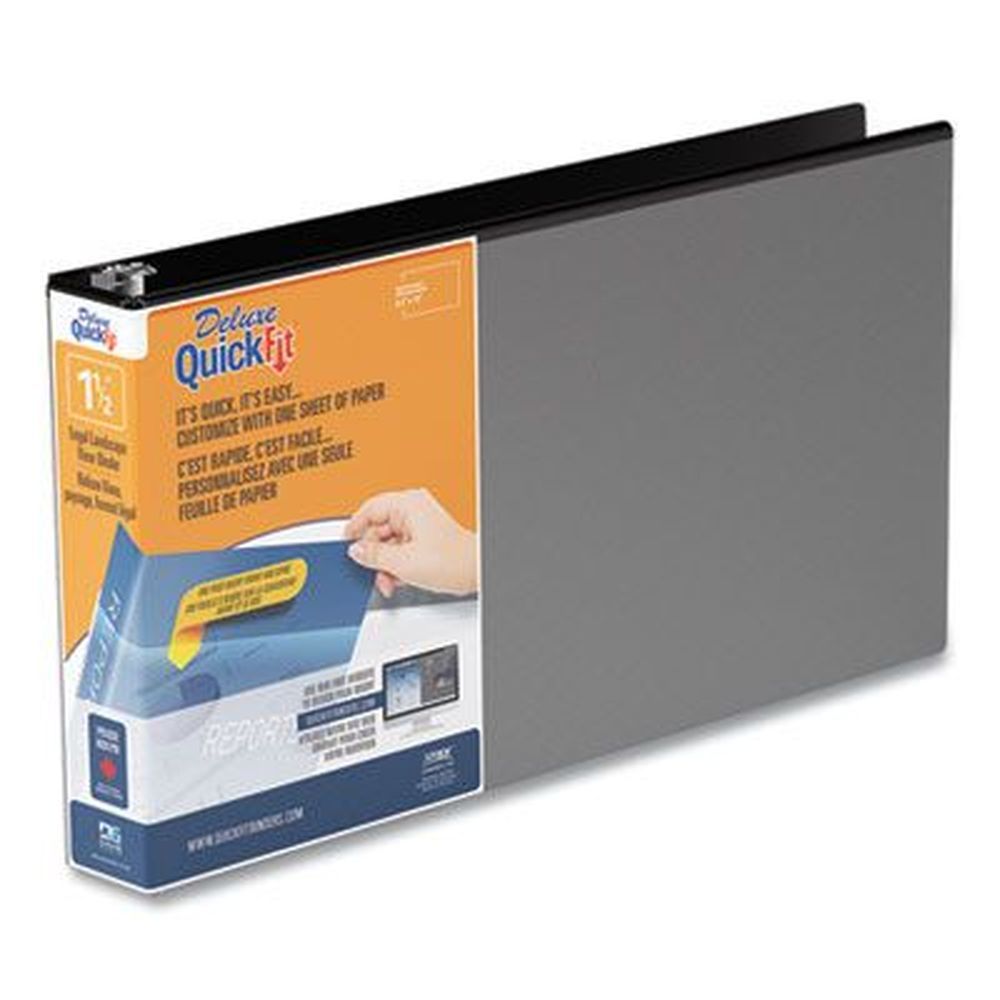 Stride Black Quickfit Landscape Spreadsheet Round Ring View Binder, 14 X 8.5 Inch