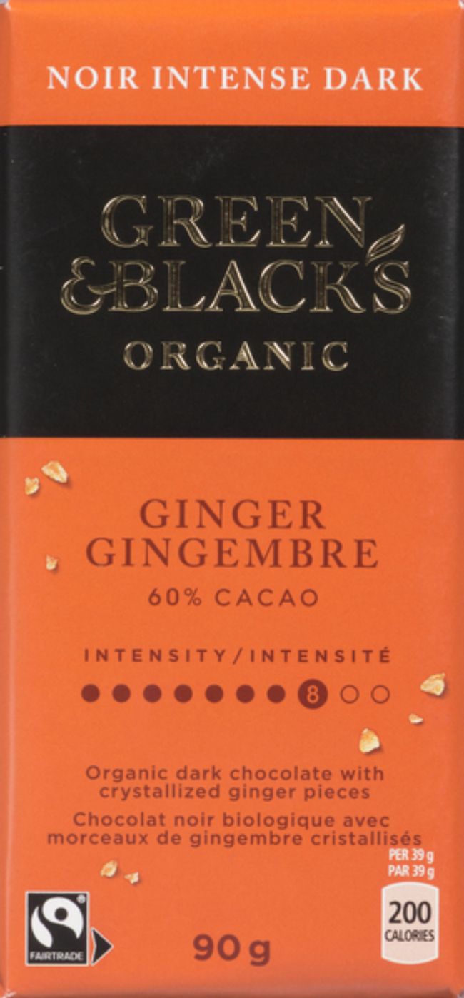 Green And Blacks Dark Chocolate With Crystallized Ginger, 90 G -- 10 Per Case