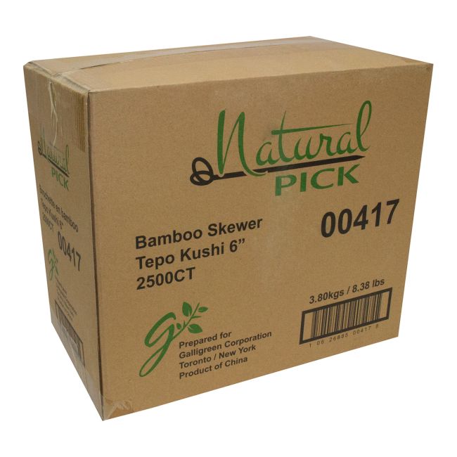 Natural Pick Bamboo Tepo Kushi Skewer, 6 In -- 2500 Per Case