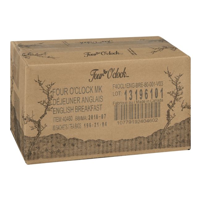 Four O Clock English Breakfast Tea Bag, 1.7 G -- 80 Per Case