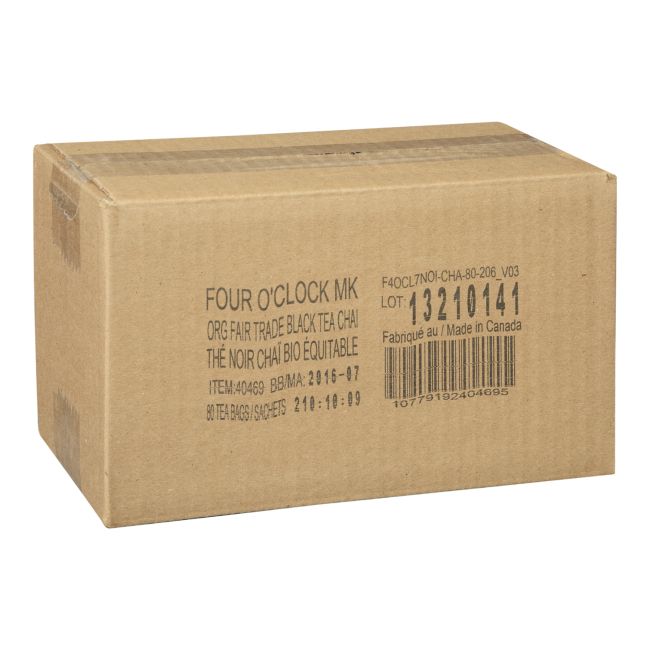 Four O Clock 2 G Organic Black Tea Chai, 80 Tea Bags