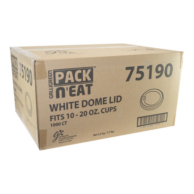 Pack N Eat Couvercle Dôme Ps Blanc Pour Gobelet En Papier Chaud De 10 À 20 Oz