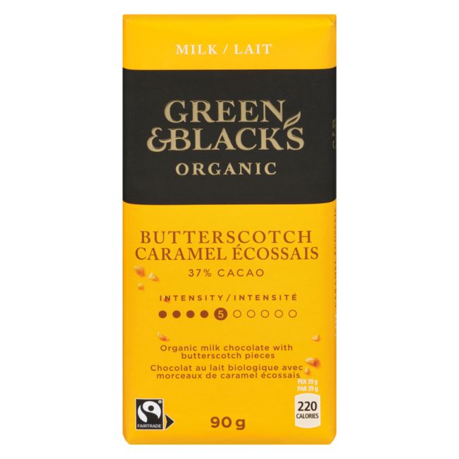 Green And Blacks Milk Chocolate With Butterscotch, 90 G -- 10 Per Case