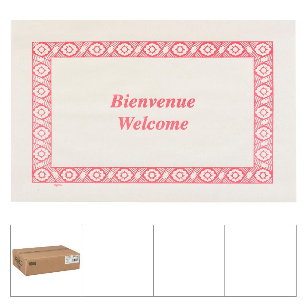 Lapaco Set De Table Bienvenue/welcome En Papier Journal Rouge À Bords Droits, 9 X 13,5 Po -- 1 000 Par Boîte