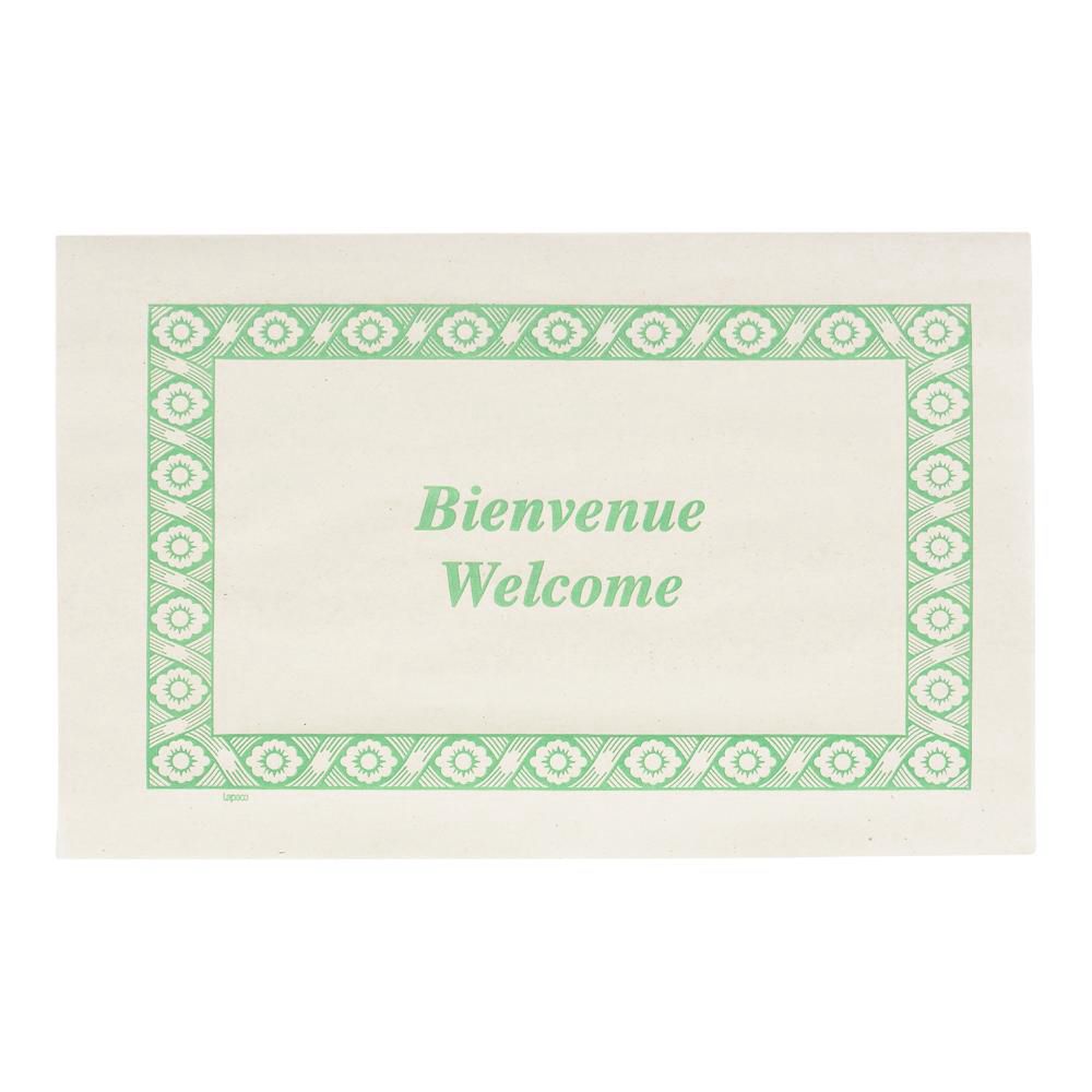 Lapaco Set De Table Bienvenue/welcome En Papier Journal Vert À Bords Droits, 9 X 13,5 Po -- 1 000 Par Boîte