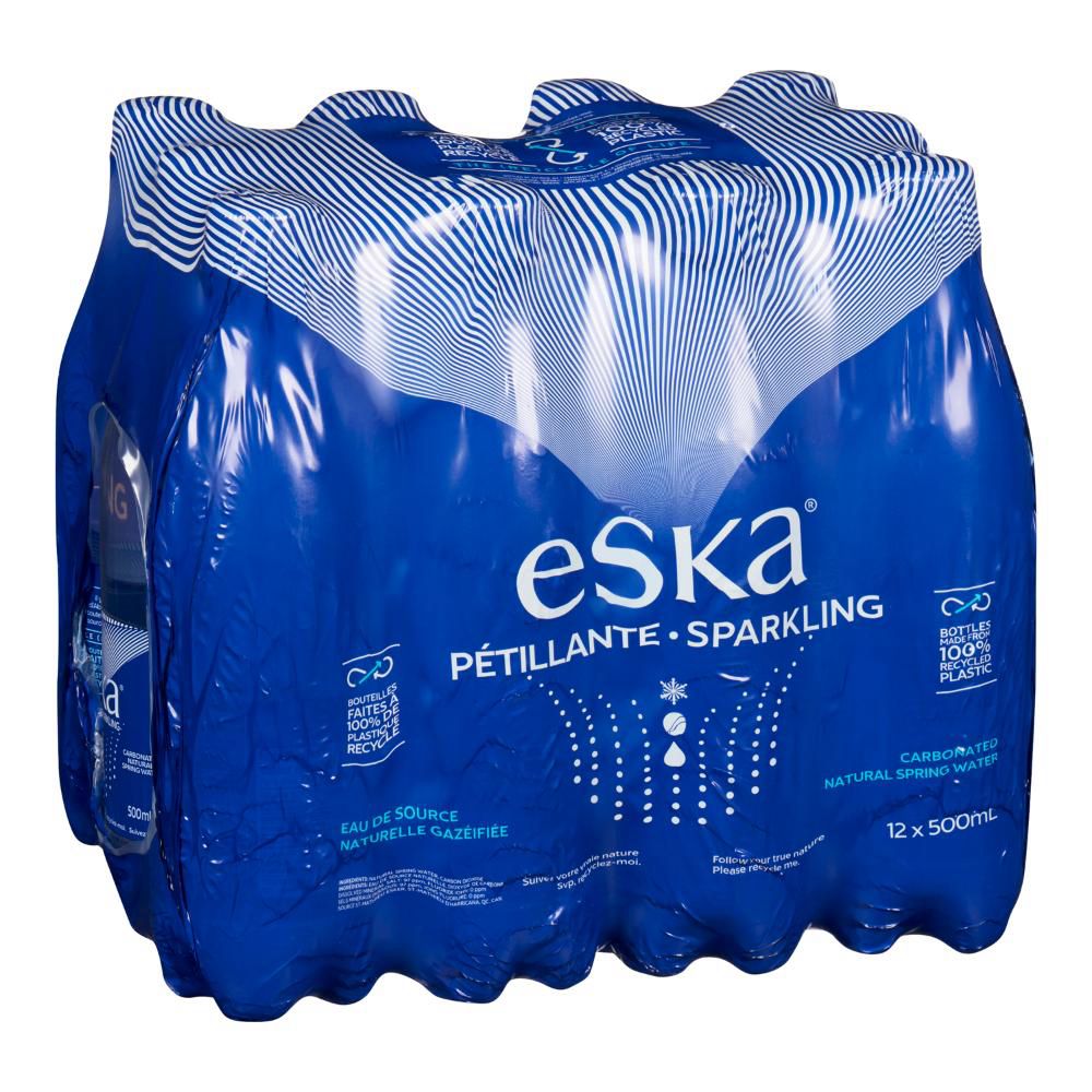 Eska Sparkling Carbonated Natural Spring Water - Plastic Bottle, 500 Ml -- 12 Per Case