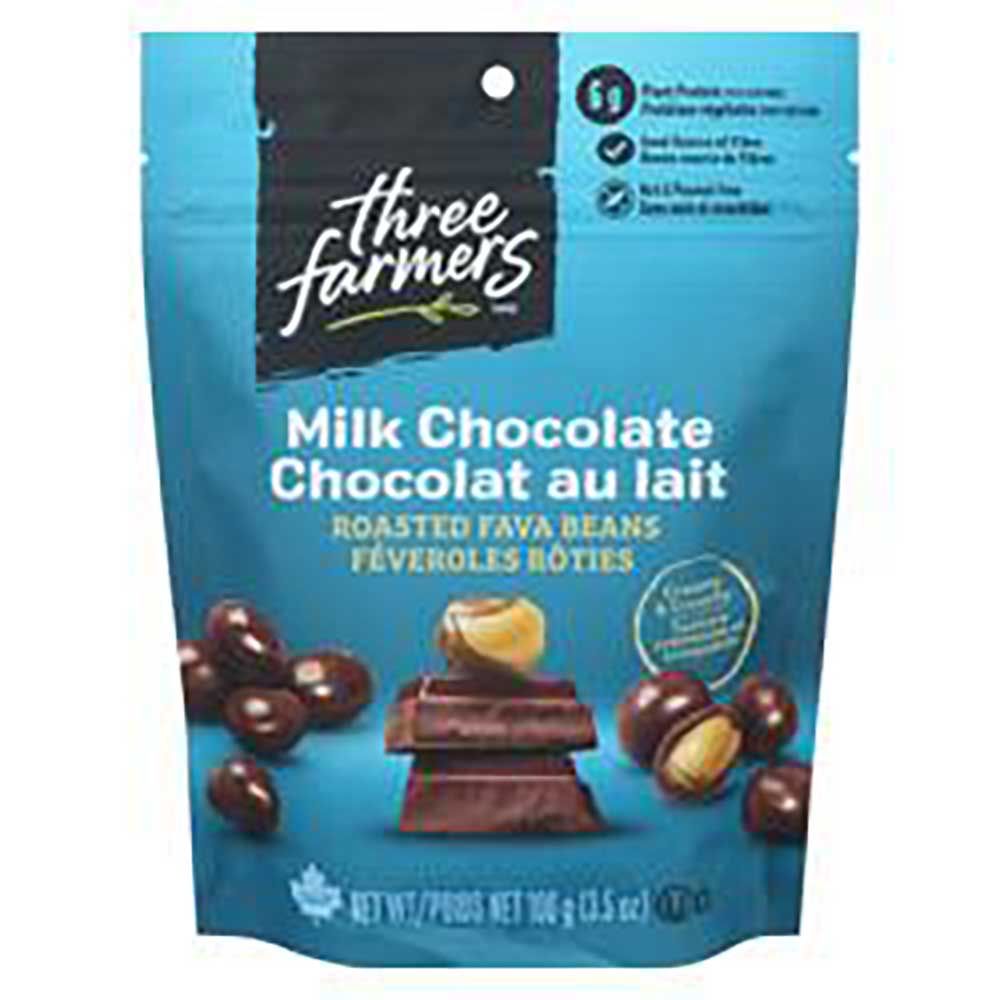 Three Farmers Milk Chocolate Roasted Fava Beans, 100 G -- 6 Per Case