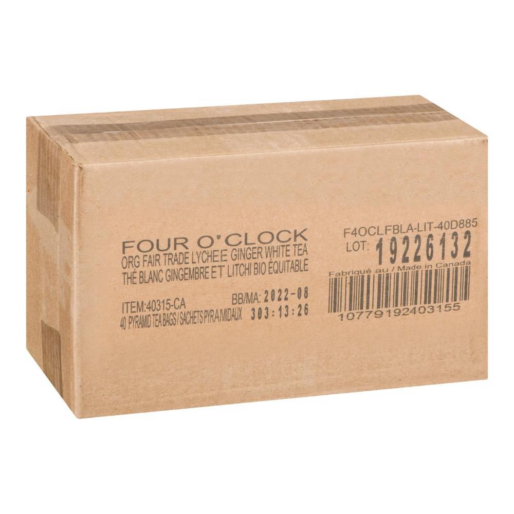 Four O Clock Organic Lychee Ginger Pyramid White Tea Bag, 2.5 G -- 40 Per Case
