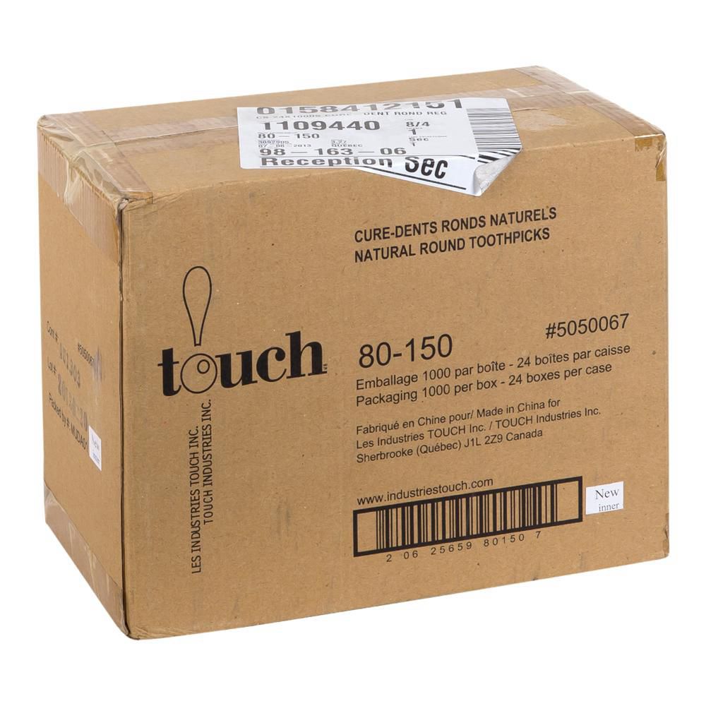 Touch 2.5 In Round Wood Toothpick, 100 Count -- 24 Per Case