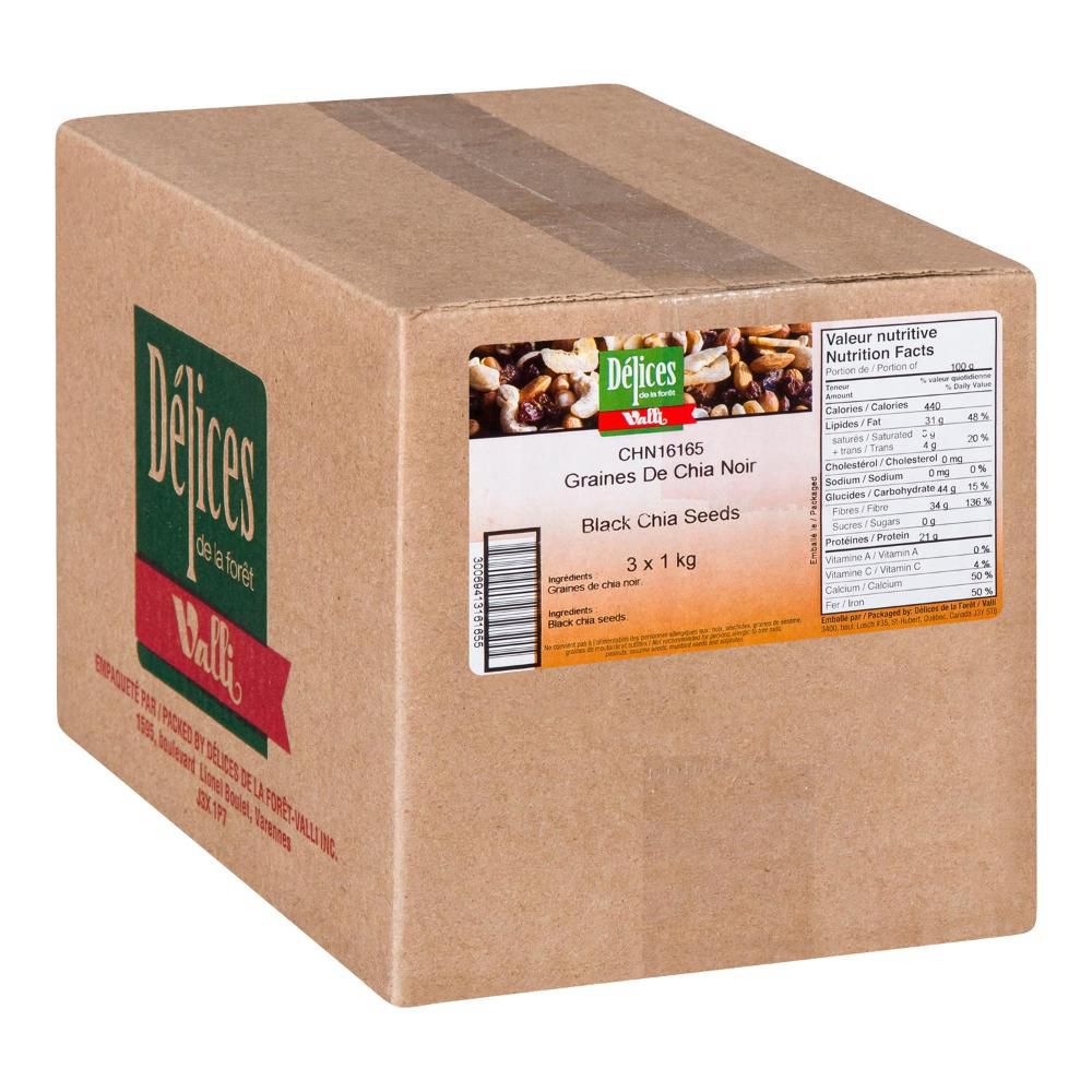 Delices Foret Black Chia Seeds, 1 Kg -- 3 Per Case