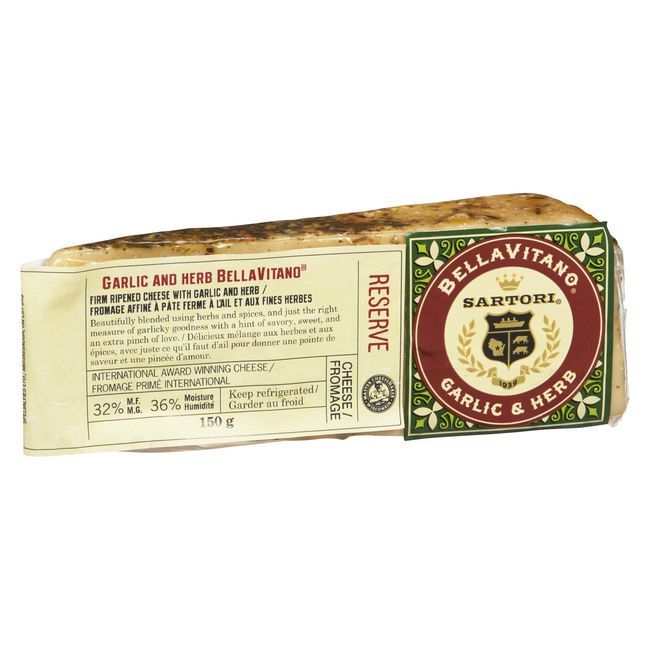 Sartori Garlic And Herb Bellavitano Cheese Wedge, 150 G -- 12 Per Case